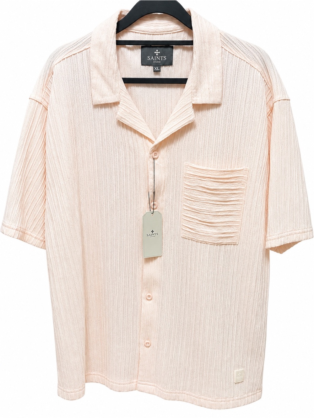 All Saints Lightweight Peach-Tone Short-Sleeve Button-Down Shirt